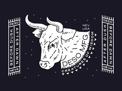 Creatures of Wisdom branding brooklyn bull cow dawn desert desolation dusk dust great basin illustration laxalt linework moo nevada new york city reno road trips tahoe wisdom
