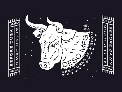 Creatures of Wisdom branding brooklyn bull cow dawn desert desolation dusk dust great basin illustration laxalt linework moo nevada new york city reno road trips tahoe wisdom