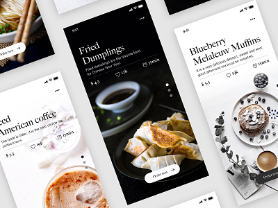 Food App Display app black coffee display food iphone x sweety ui white