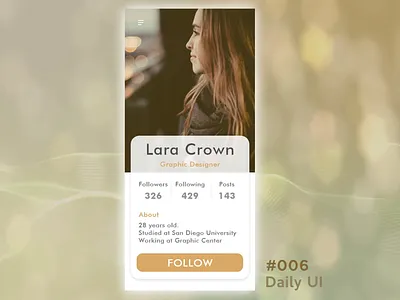 Daily_UI 6 of 100 #dailyui #006 adobe photoshop adobe xd dailyui design mobile profile ui ux