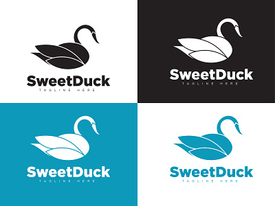 Duck Logo black blue branding flat icon illustration logo logo design professional logo vector