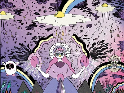 Future Vision of the Furby Queen by Donya Todd animal art art book cartoon design digital egg fantasy furby garfield illustration ink print rainbow web weird