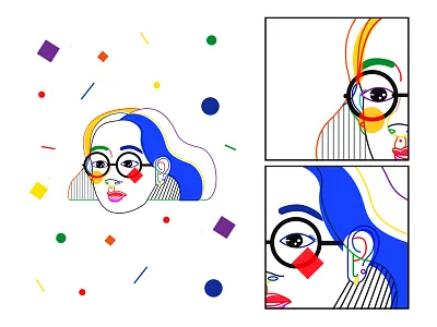 Self-portrait geometric graphic illustration line art line illustration vector vector art