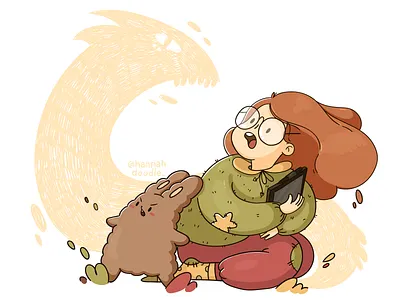 Big monster of fears 2d adobe illustrator artist cartoon character cute doodle fear girl hannahdoodle monster rabbit vector