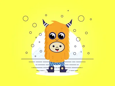 The Monster costume clean colors creature happy illustration monster orange vector artwork yellow
