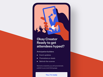 Welcome screen for event creators app event event app eventbrite flat illustration mobile onboarding onboarding illustration promotion ui welcome