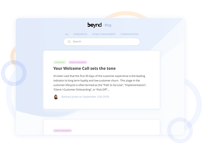 Beynd Blog blobs blog blue cards flat design landing page tags