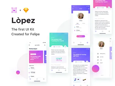 Lòpez UI Kit app article card cards course mobile app profile ui kit