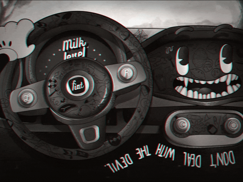 Gamers day. car cartoon cuphead drive fiat illustration photoshop retro