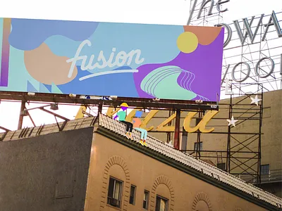 Fusion Billboard Social Media Ad billboard branding conference design illustration logotype mockup typography vector