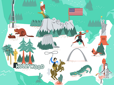USA illustrated map illustration mapa maps usa vector vector illustration