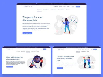 Tidepool.org character illustrations branding diabetes health identity illustration minimal ui vector wellness