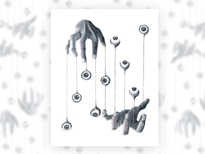 Charcoal Pattern Series 3.5 branding charcoal design drawing eye eyeball hand hand drawn illustration puppet puppeteer weird