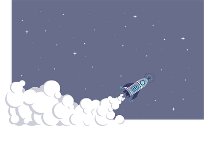Illustration for "Updating" dialog design system encrypted shared folders end to end encryption illustration nightsky online privacy rocket secure chat shadows stars stroke vector vector art