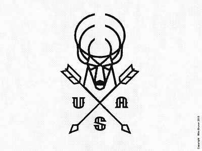 Buck Drib arrow buck crest deer design hunting illustration mikebruner monoline outdoor usa