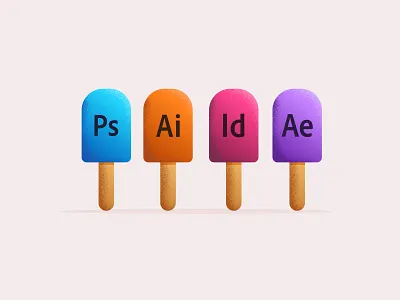 Adobe Ice Cream Bar adobe aftereffect animation art blue design dribbble icecream icon illustrated logo minimal orange photoshop pink purple vector yellow