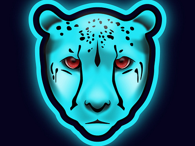 Illuminated Panther blue cheetah glow illustration panther red eyes tiger