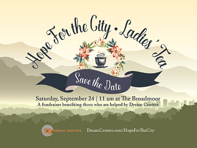 Hope for the City Ladies' Tea broadmoor castle charity colorado colorado springs flowers food fundraiser high tea hotel invitation invite mountain mountains nonprofit pikes peak poverty royal royalty tea