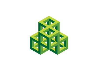 Aretaics Logo 3d cubes geometric green infinite logo logomark mark vector