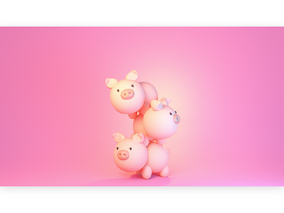 three little pigs 3d animal baby cartoon character cute miniature pig piggy pile pink stack toy