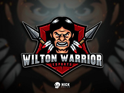 Wilton Warrior Esport Logo brand branding character design characters design esport logo esports gaming gaming logo illustration indian logo mascot native american sport logo sports streamer twitch warrior youtubers