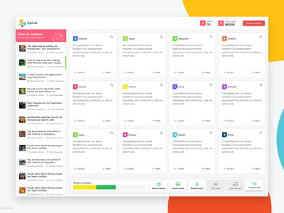 Spiral.ac - Quickfire cards class assignment dashboard e learning education grouping answers spiral.ac ui ux wall web