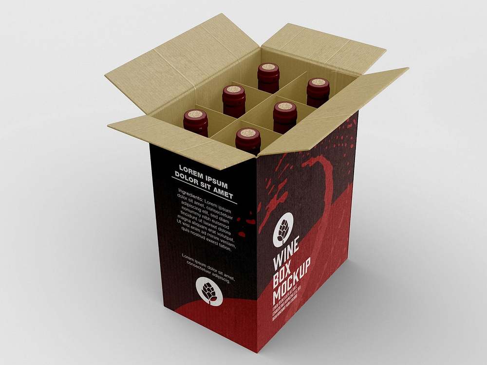 Box for Wine Bottles Mockup by Roverto Hartasanchez on Dribbble
