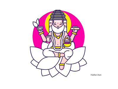 Brahma brahma drawing illustrationvector indian indian goddess traditional