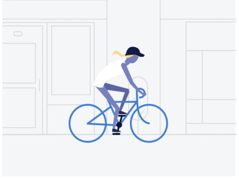 骑小蓝单车的男孩 ui 动效 插图