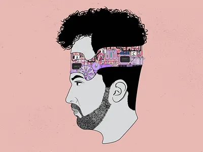 Inside my head affinity designer fantasy graphic head illustration industrial inside vector