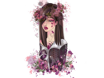 Freelove crown of thorns depeche mode flower freelove girl watercolor