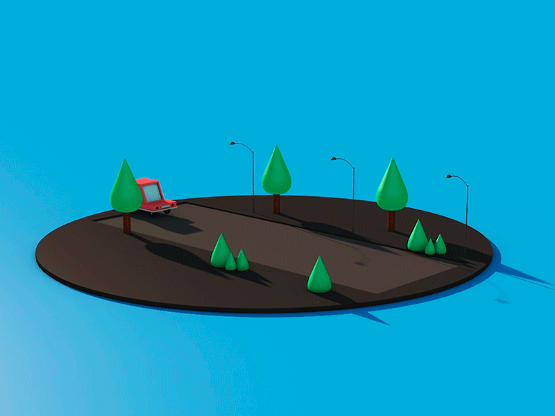 Sunday day 3d c4d car flat lowpoly sunny