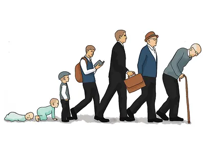 Aging editorial illustration pen and ink photoshop