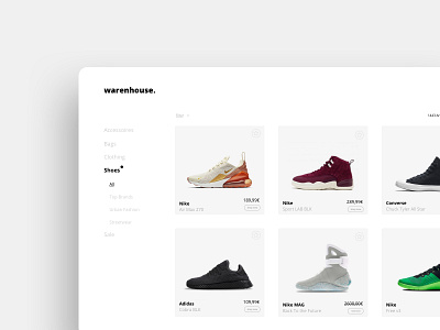 Minimal Sneaker Store adidas back to the future cart clean concept ecommerce interaction design interface nike product products shoe shoes simple sneakers sport store ui ux webdesign