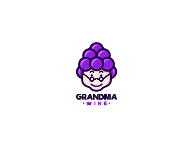 Grandma Wine character cute forsale grandma grape icon illustration logo mascot old unused vector wine