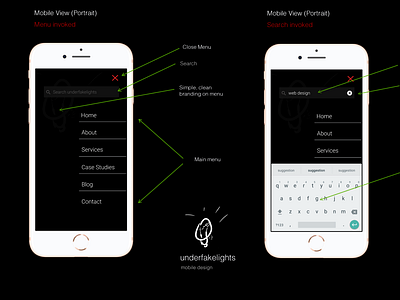 Mobile (Portrait) menu and invoked search branding design django figmadesign mobiledesign mobilefirst python searchbox svg ui ui ux designer uidesign ux wagtail