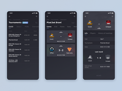 Esports mobile site design csgo cybersport dark dota2 esport esports games gradient gray interaction mobile overwatch statistics stats tournament ui ux web