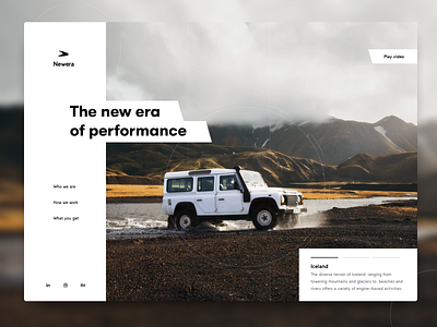 Newera Performance car clean defender design iceland landscape nature new performance sketch ui web webdesign website white