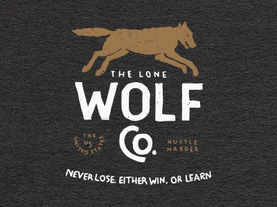 The Lone Wolf Co. badge company explore gold lettering logo pen texture white wolf