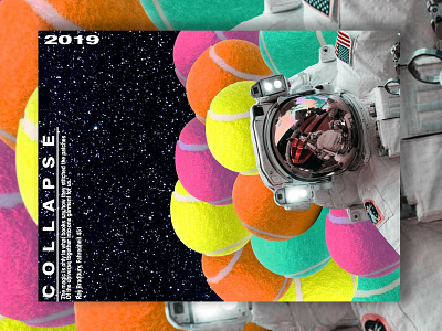 collapse in universe 2 color astronaut ball brand branding collapse design design art flyer flyer design nasa photoshop poster art