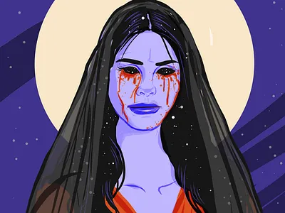 Our Lady of the Starry Eyes catholic digital art goth illustration saint vector art woman