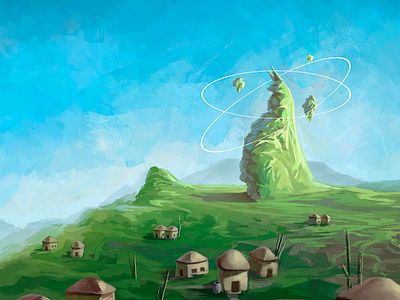 Fox Mountain 2d art city concept art digital painting environment design fantasy painted videogame