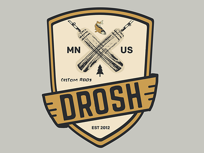 DROSH Custom Fishing Rods Logo custom rods fish fisherman fishing fishing rods identity logo minnesota walleye