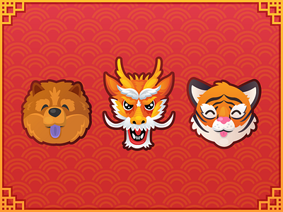 Chinese New Year 2019 chao chao dog chinese dragon new year tiger vector