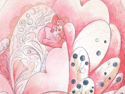 Detail from the top half of nature girl drawing hills leaves nature girl trees