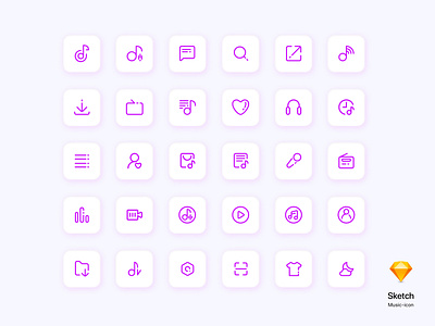 Music Icon-Freebie ui ux 卷筒纸 向量 品牌 应用 插图 设计