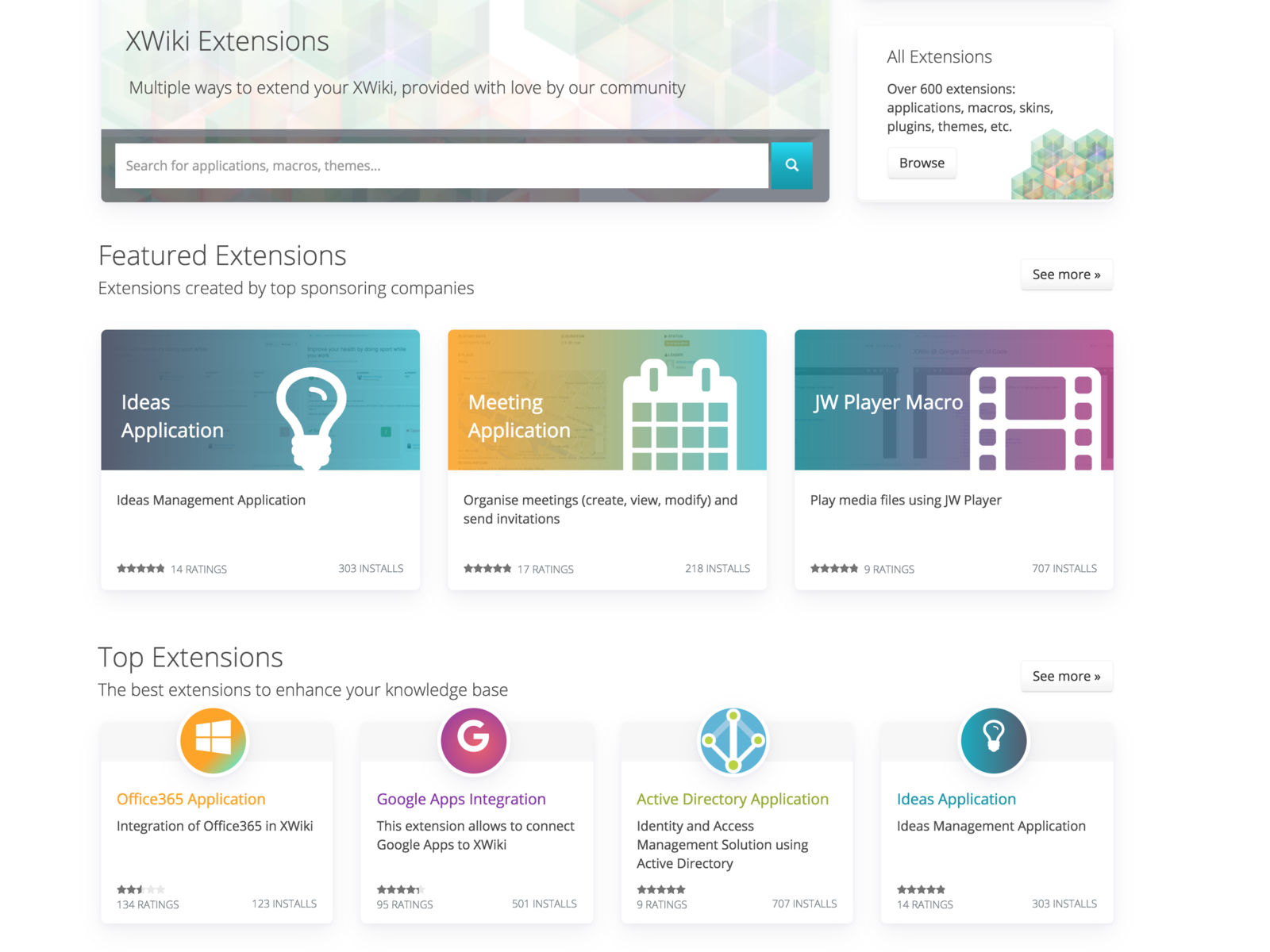 Example of Proposal: extensions.xwiki.org - 2018