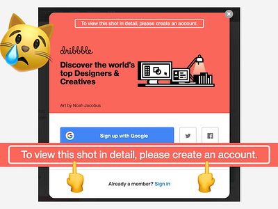 Dribbble registration dark patterns dribbble registration wall ux