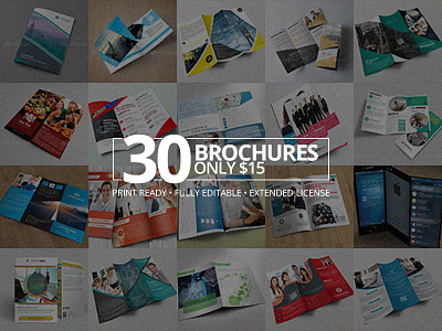 30 Creative Brochures with Extended License - Only $15 300dpi brochure bundle cmyk creative deal discount extended professional template