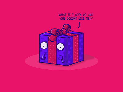 Gift cartoon character comic creative design funny illustration illustrator minimal purple vector violet